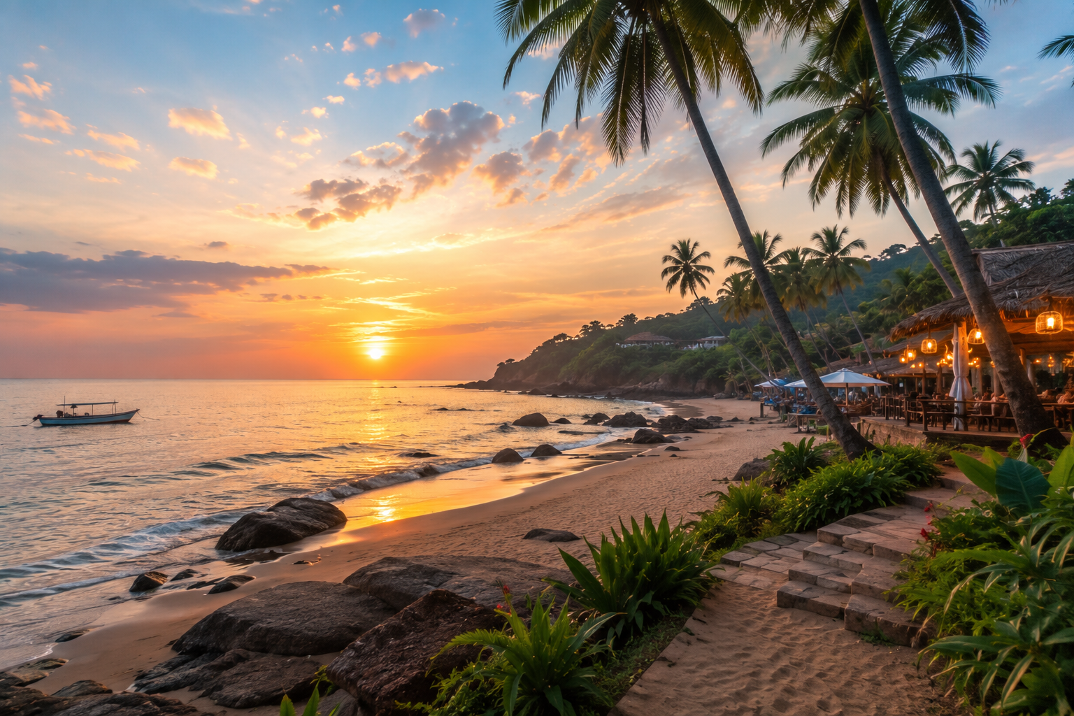 South Goa beach sunset for a self drive car trip